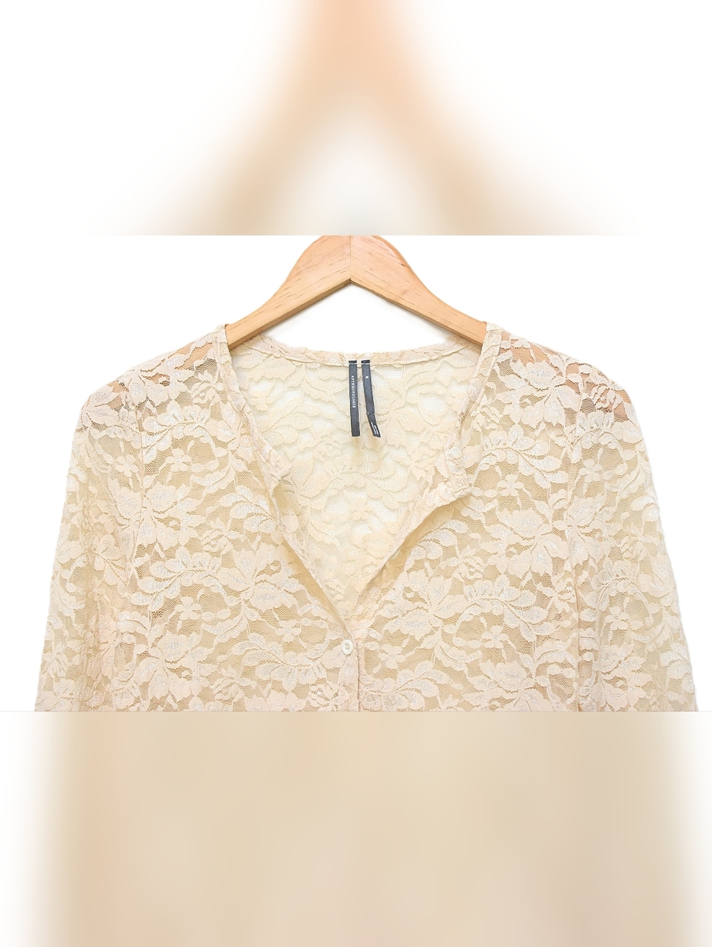 Anthropologie Lace Cardigan Top Sheer Button Front Ivory Sz M Romantic Coquette - Picture 4 of 10